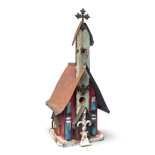 Barn Wood & Tin Church Birdhouses -Pet Supplies Store Barn Wood Tin Church Birdhouse 2