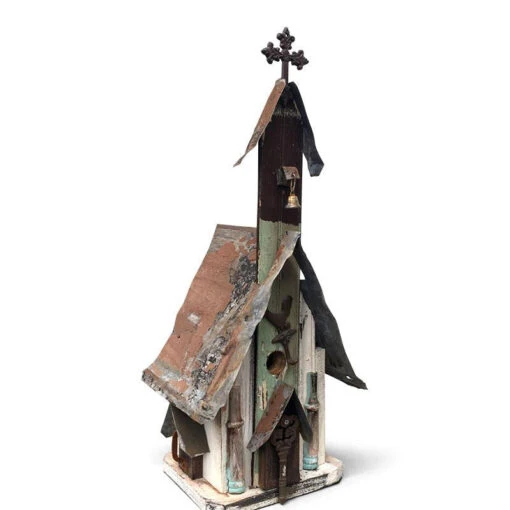 Barn Wood & Tin Church Birdhouses -Pet Supplies Store Barn Wood Tin Church Birdhouse 3