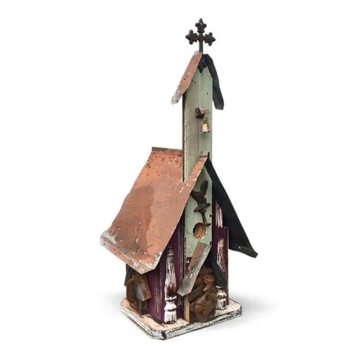 Barn Wood & Tin Church Birdhouses -Pet Supplies Store Barn Wood Tin Church Birdhouse 6