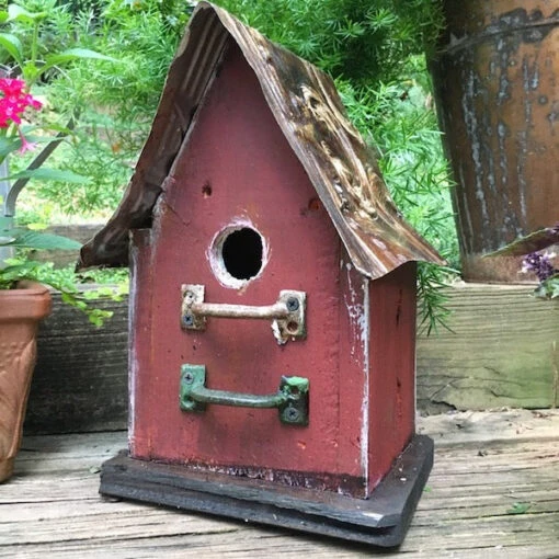 Barn Wood & Tin Rustic Birdhouses -Pet Supplies Store Barnwood birdhouse red