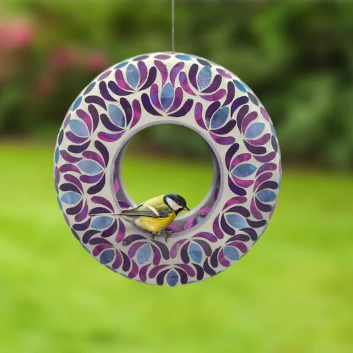 Blossom Mosaic Glass Fly-Thru Feeder -Pet Supplies Store Blossom Mosaic Glass Fly Thru Bird Feeder