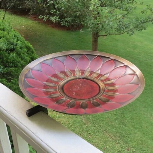 Red Petals Solar Bubbler Bird Bath -Pet Supplies Store Brass Deck Mount Bird Bath