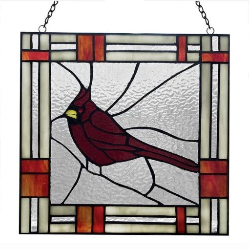 Cardinal Stained Glass Panel -Pet Supplies Store Cardinal Stained Glass Panel