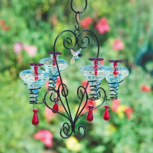 Chandelier Hummingbird Feeder -Pet Supplies Store Chandelier Glass Hummingbird Feeder