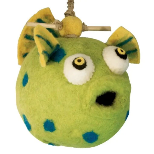 Felted Wool Birdhouse- Puffer Fish -Pet Supplies Store Felted wool puffer fish birdhouse