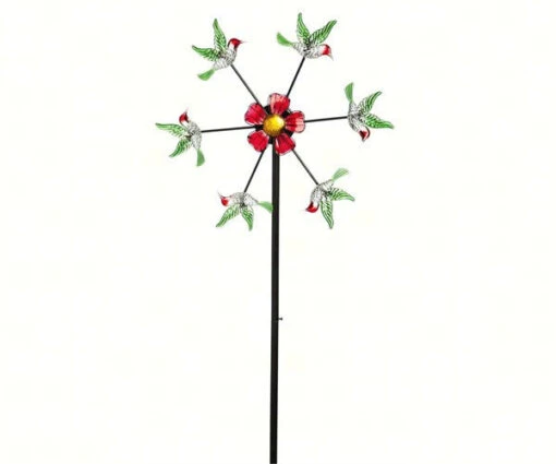 Hummingbirds Solar Kinetic Garden Spinner -Pet Supplies Store Flying hummingbirds garden stake