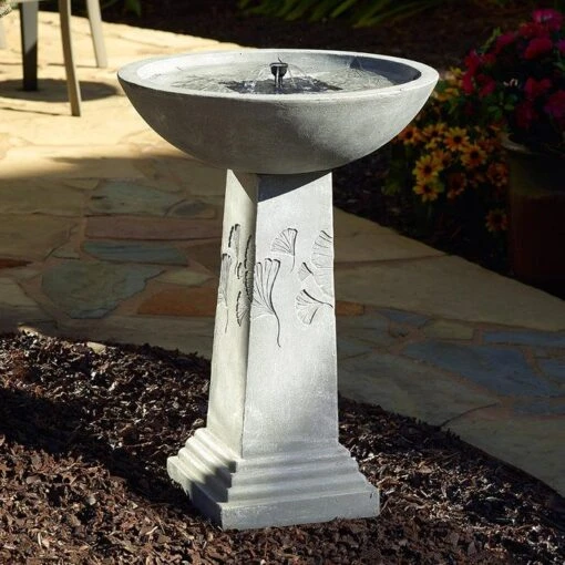 Ginko Tall Solar Bird Bath -Pet Supplies Store Ginko Tall Solar Bird Bath