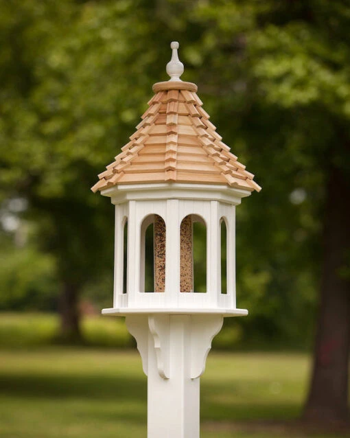 Large Gazebo Bird Feeder-Vinyl With Cypress Roof 14x36 -Pet Supplies Store Large Gazebo Bird feeder Vinyl Cypress Roof