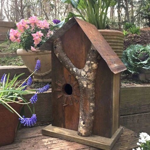 Rustic Log Front Birdhouses- 2 Sizes -Pet Supplies Store Log Front Birdhouse 11