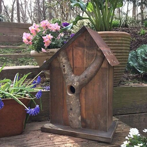 Rustic Log Front Birdhouses- 2 Sizes -Pet Supplies Store Log Front Birdhouse 12