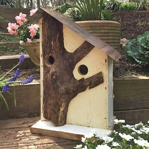 Rustic Log Front Birdhouses- 2 Sizes -Pet Supplies Store Log Front Birdhouse 6