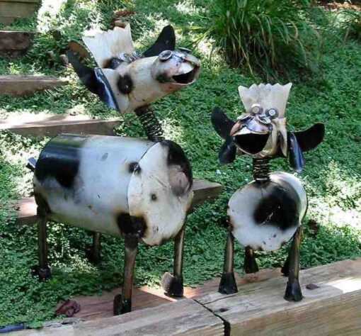 Recycled Metal Spotted Cows -Pet Supplies Store MW COW