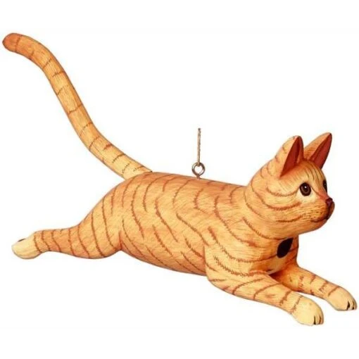 Orange Tabby Leaping Cat Birdhouse -Pet Supplies Store Orange tabby leaping cat birdhouse