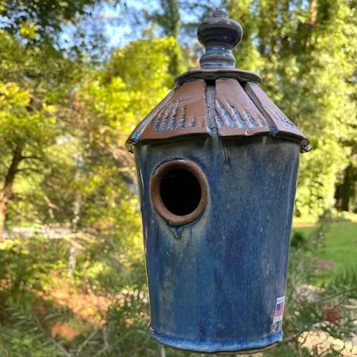 Pottery Cottage Birdhouse -Pet Supplies Store Pottery Cottage Birdhouse Light Blue