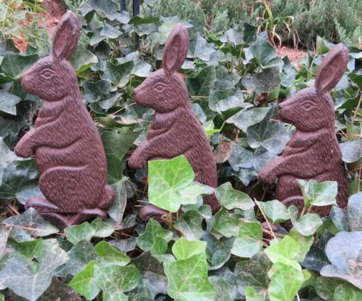 Iron Rabbit Garden Stakes-Set/3 -Pet Supplies Store Rrabbit Garden Stakes