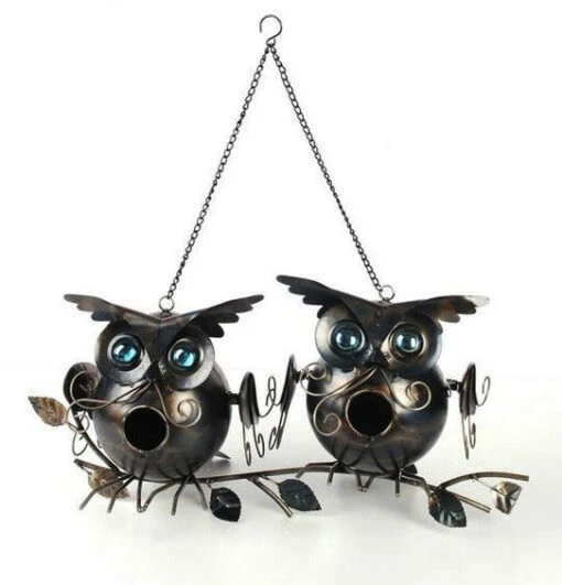 Two Owls On Branch Birdhouse -Pet Supplies Store SS OWL