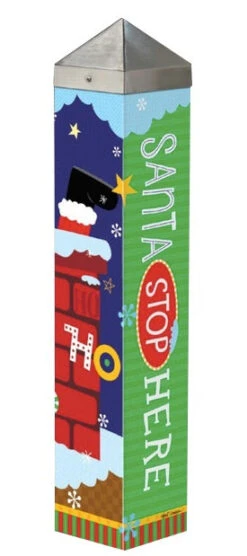 Holiday Garden Art Poles 20-inch -Pet Supplies Store Santa Stops Here Art Pole