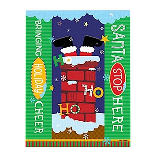 Holiday Garden Art Poles 20-inch -Pet Supplies Store Santa Stops Here Art Pole Detail