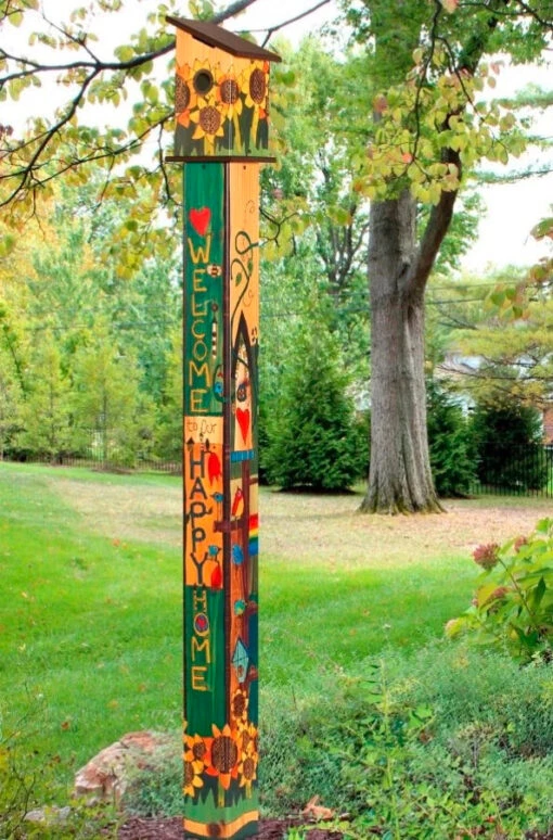 Birdhouse Art Poles 6 Ft. Post -Pet Supplies Store Sing Out Loud Birdhouse Pole