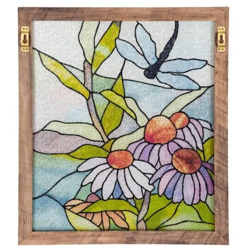 Stained Glass Dragonfly Panel -Pet Supplies Store Stained Glass Panel Hanger Detail