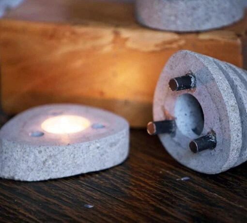 Stone Shade Candle Holder Set/2 -Pet Supplies Store Stone Shade Candle Holder Detail