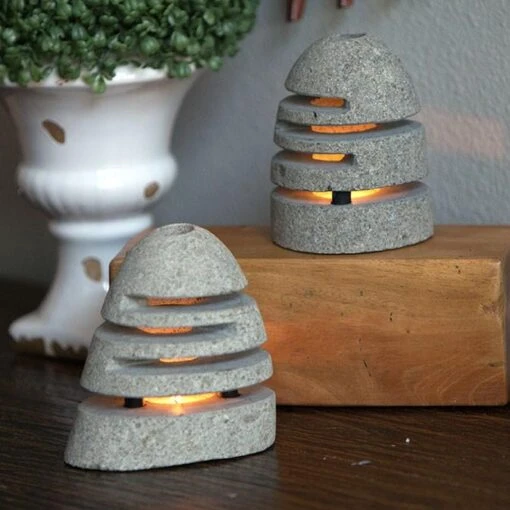 Stone Shade Candle Holder Set/2 -Pet Supplies Store Stone Shade Candle Holder Set 2