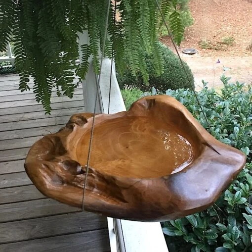 Teak Hanging Bird Bath -Pet Supplies Store Teak Hanging Bird Bath