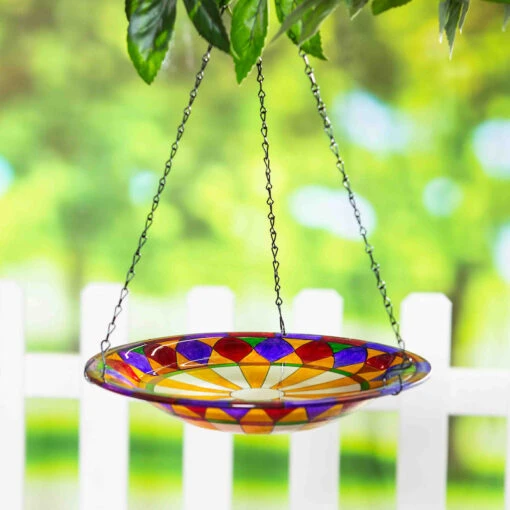 Tiffany Glass Hanging Bird Bath -Pet Supplies Store Tiffany Glass Hanging Bird bath