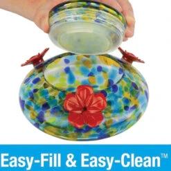 Solar Glass Hummingbird Feeder With Perch -Pet Supplies Store Top Fill Solar Hummingbird Feeder