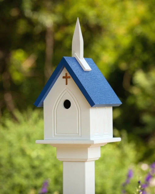 Church Birdhouse Vinyl/PVC -Pet Supplies Store VINYL PVC CHURCH BIRDHOUSE BLUE