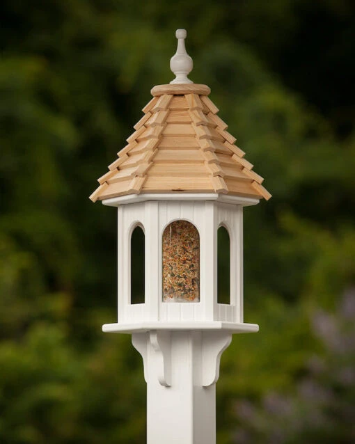 Gazebo Bird Feeder-Vinyl With Cypress Roof 10x28 -Pet Supplies Store Vinyl Gazebo Bird Feeder Cypress Shake Roof