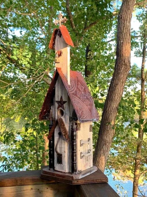 Tall Church Birdhouse- White -Pet Supplies Store White Church Birdhouse Tall