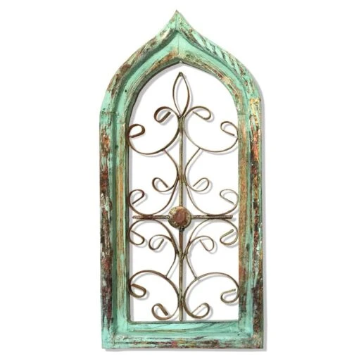 Rustic Window Frame Arch- Green Or Blue -Pet Supplies Store Window Frame Arch Wall Decor