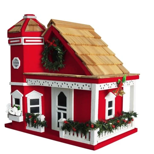 Yuletide Cottage Birdhouse -Pet Supplies Store Yuletide cottage birdhouse red