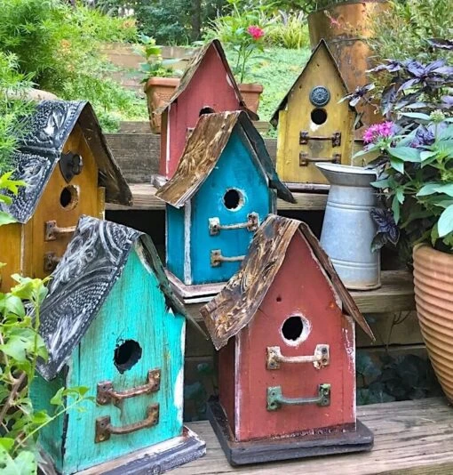 Barn Wood & Tin Rustic Birdhouses -Pet Supplies Store barnwood and tin birdhouses