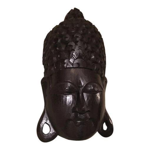 Wooden Buddha Face Wall Decor -Pet Supplies Store buddha face black