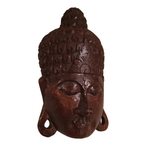 Wooden Buddha Face Wall Decor -Pet Supplies Store buddha face stained