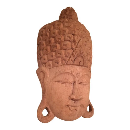 Wooden Buddha Face Wall Decor -Pet Supplies Store buddha natural