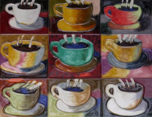 Coffee Cup Decorative Tile 11x14 -Pet Supplies Store coffee cups decorative tile