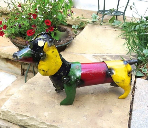 Dachshund Recycled Metal Yard Art -Pet Supplies Store dachshund metal yard art