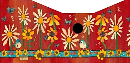 Daisies And Sunflowers Vinyl Birdhouse -Pet Supplies Store daisies sunflowers birdhouse art detail