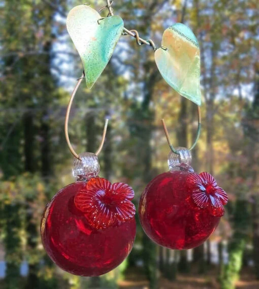 Double Cherry Hummingbird Feeder -Pet Supplies Store double cherry glass hummingbird feeder