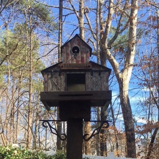 Farmhouse Barn Birdhouse- 3 Nest -Pet Supplies Store farmhouse barn birdhouse on 4x4 post