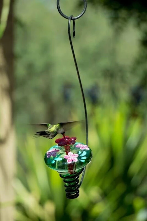 Hand Painted Glass Hummingbird Feeder -Pet Supplies Store hand painted hummingbird feeder