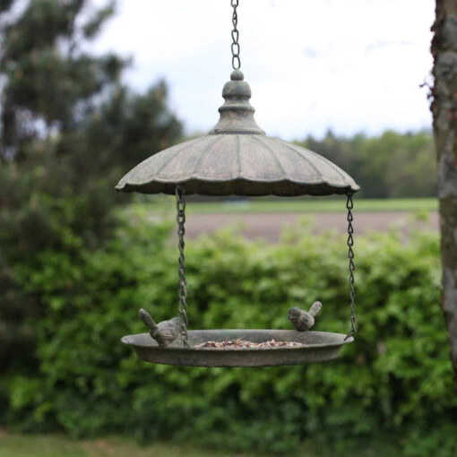 ESSCHERT DESIGN Antique Hanging Tray Bird Feeder -Pet Supplies Store hanging tray Bird Feeder with Cover