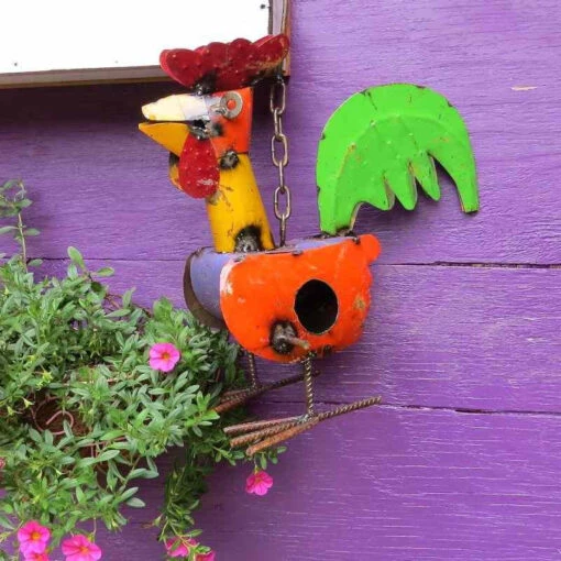 Metal Rooster Birdhouse -Pet Supplies Store rooster birdhouse c