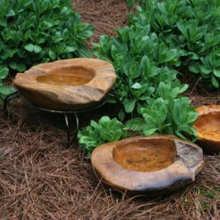 Teak Bird Bath, Deck-Mount Or Ground 2 Sizes -Pet Supplies Store small teak bath ground