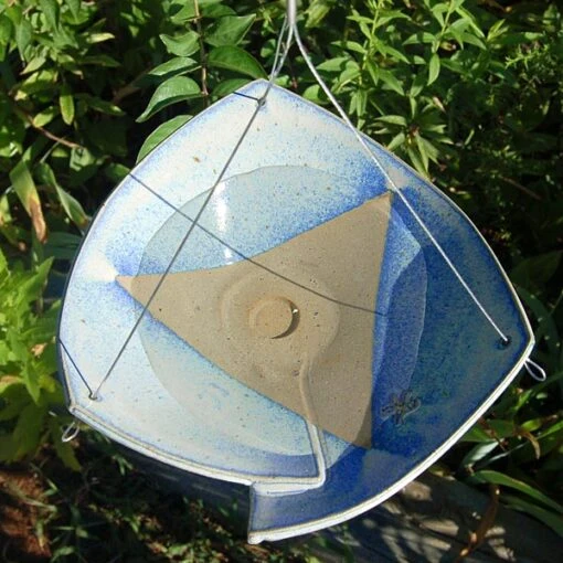 Stoneware Hanging Bird Bath 10" Blue Or White -Pet Supplies Store stoneware hanging birdbath 10 inch