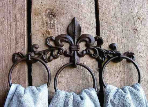 Fleur De Lis Iron Towel Rack -Pet Supplies Store towel